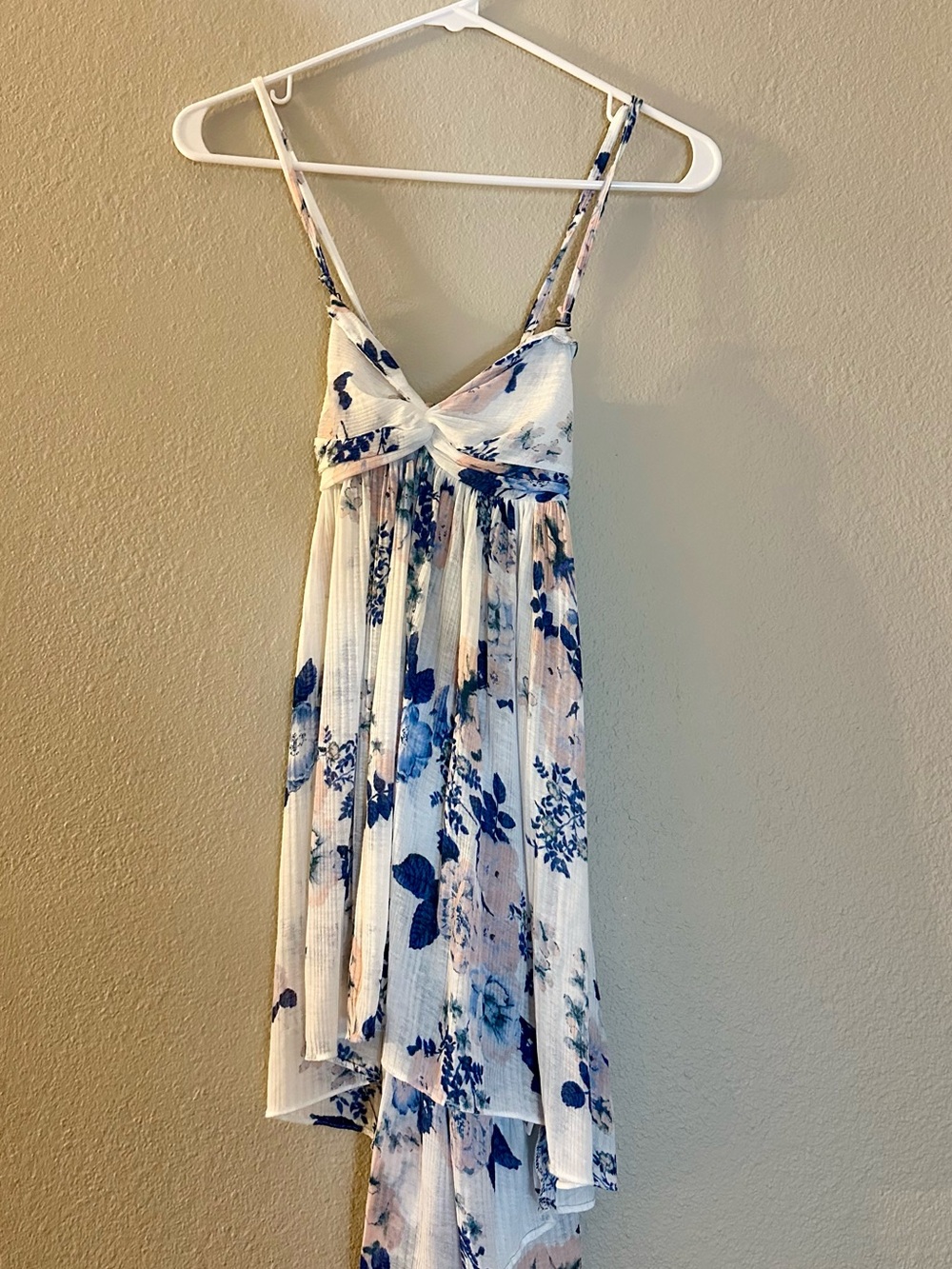 Free People White Blue Pink Smocked Knit Tank